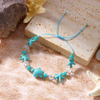Pulsera de cordón con concha y estrella de mar 