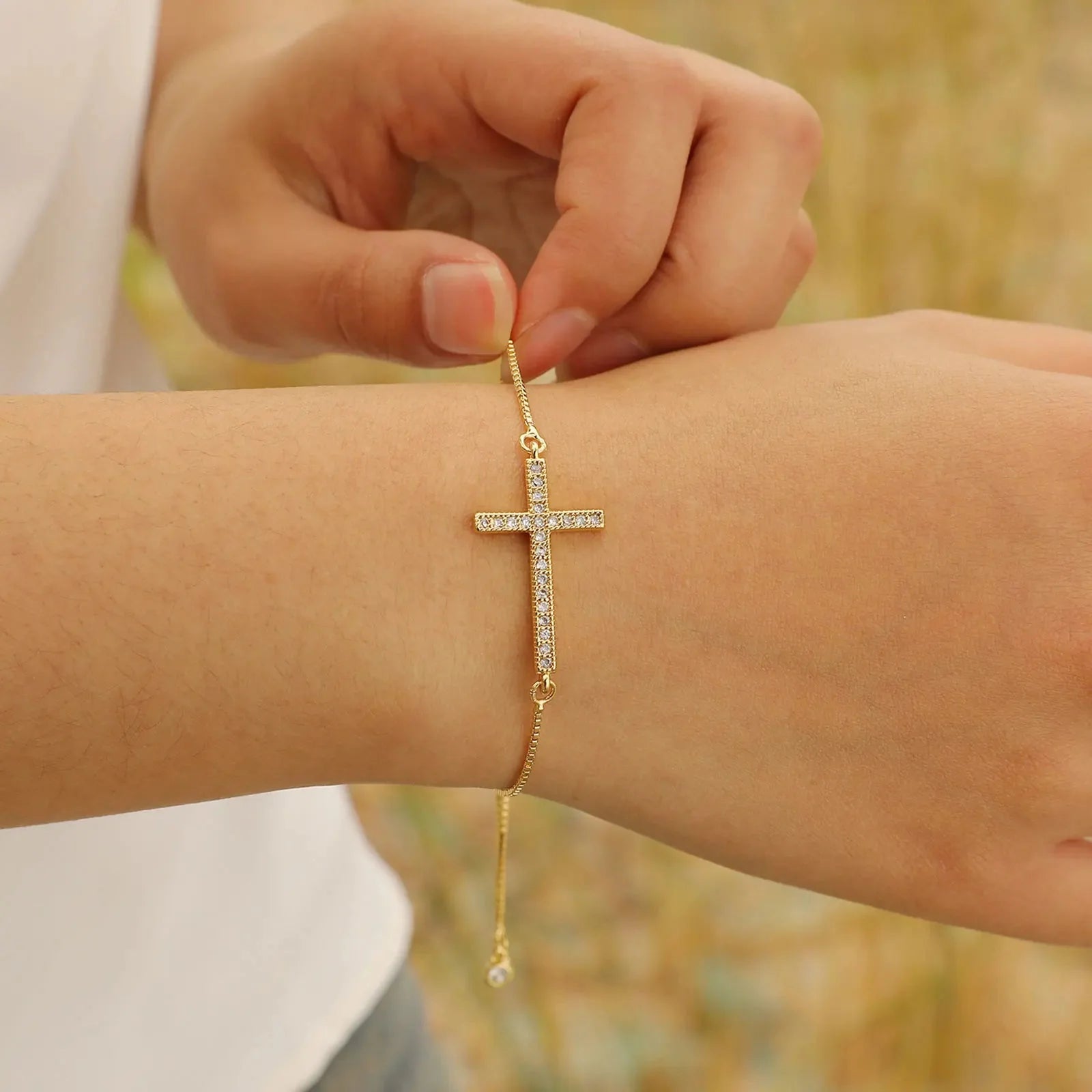 Christian Cross Zircon Bracelet for Women
