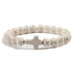 White Natural Stone Cross Bracelet