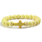 Yellow Natural Stone Cross Bracelet
