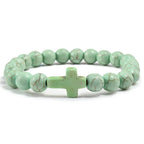 Apple Green Natural Stone Cross Bracelet
