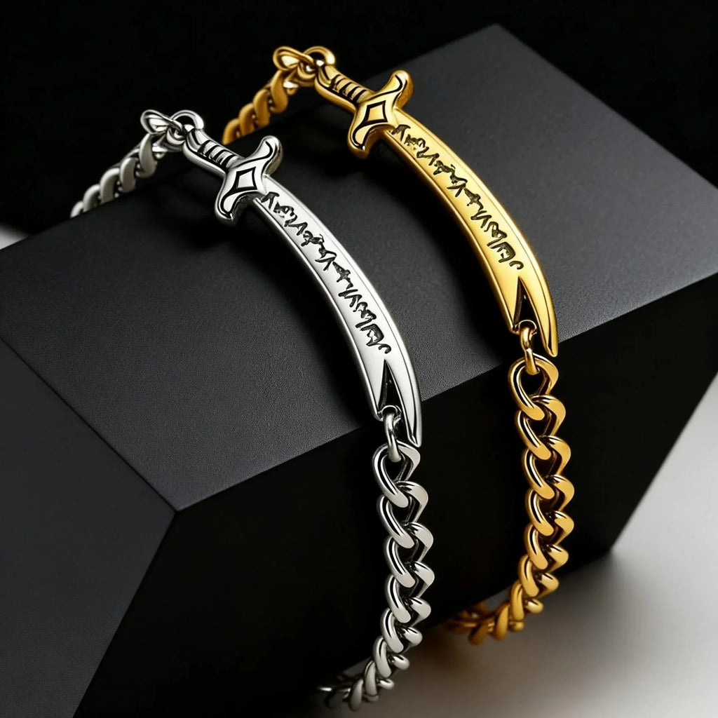 Pulsera cubana para hombre con espada de Ali Zulfiqar símbolo islámico 