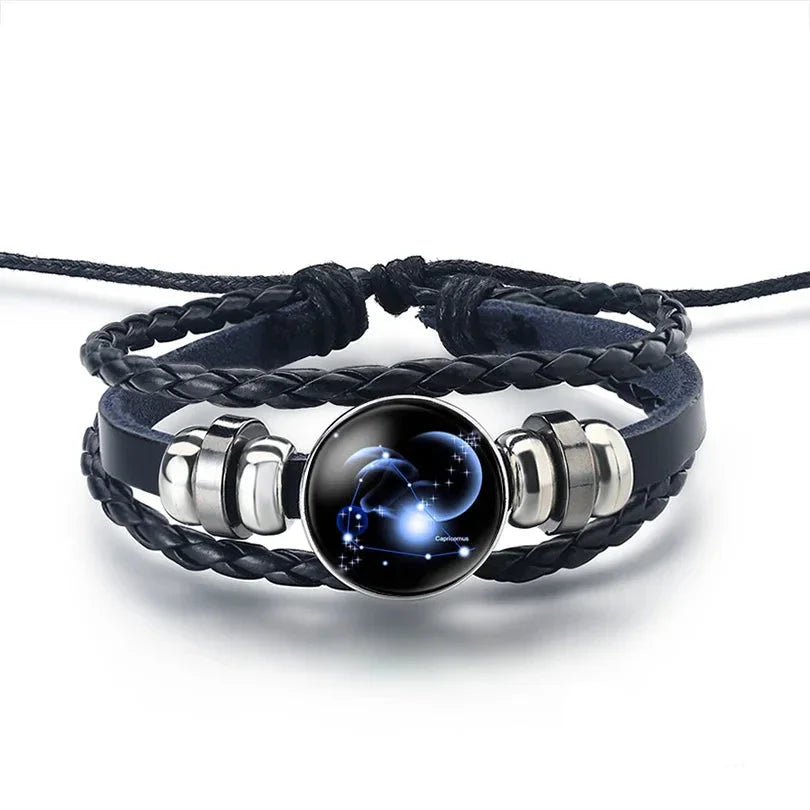 Pulsera de Cuero Signo del Zodiaco 12 Constelaciones capricornio