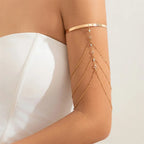 Elegant Women's Arm Bracelet - Upper Arm Ornament and Gold Biceps Chain Jewelry