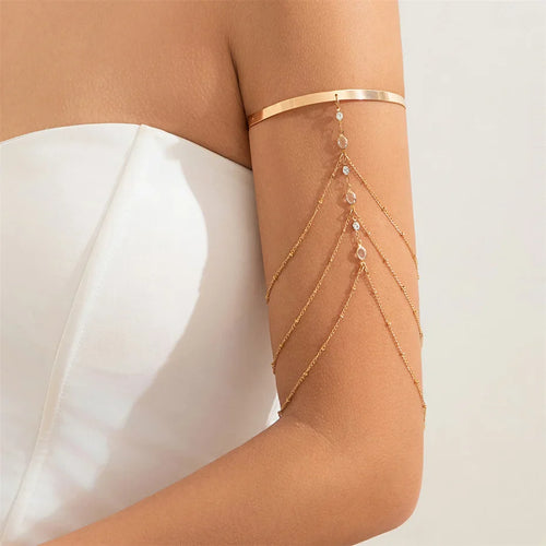 Elegant Women's Arm Bracelet - Upper Arm Ornament and Gold Biceps Chain Jewelry
