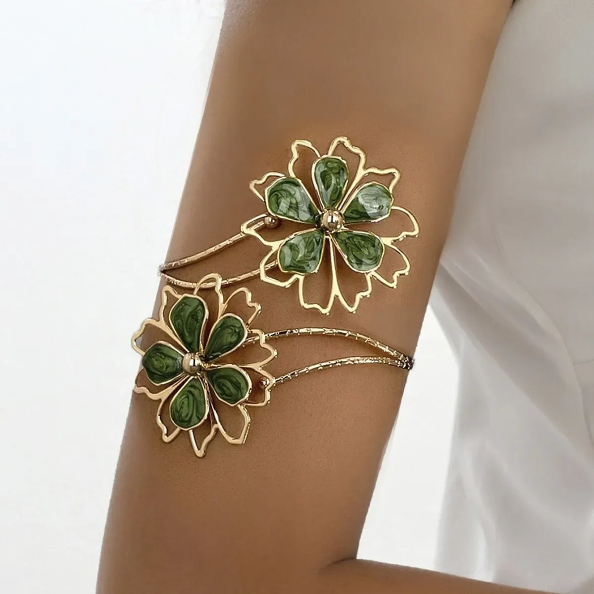 Women's floral upper arm bracelet - bicep chain