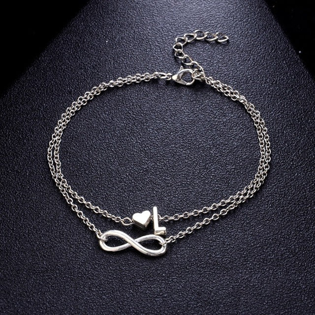 Personalized Women's Silver Ankle Bracelet