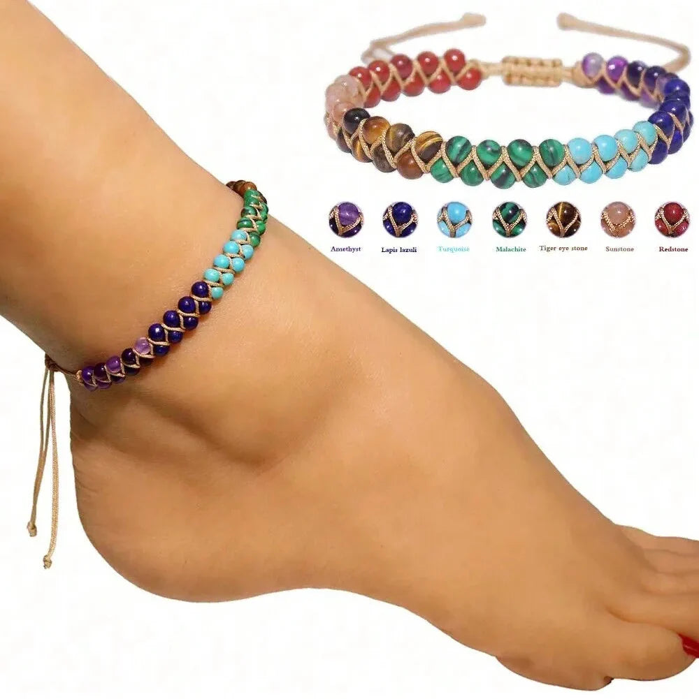 Bracelet de cheville en pierre naturelle 7 chakras