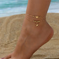 Tobillera estrella de mar dorada para mujer