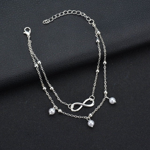 Infinity Anklet Bracelet for Women Silver