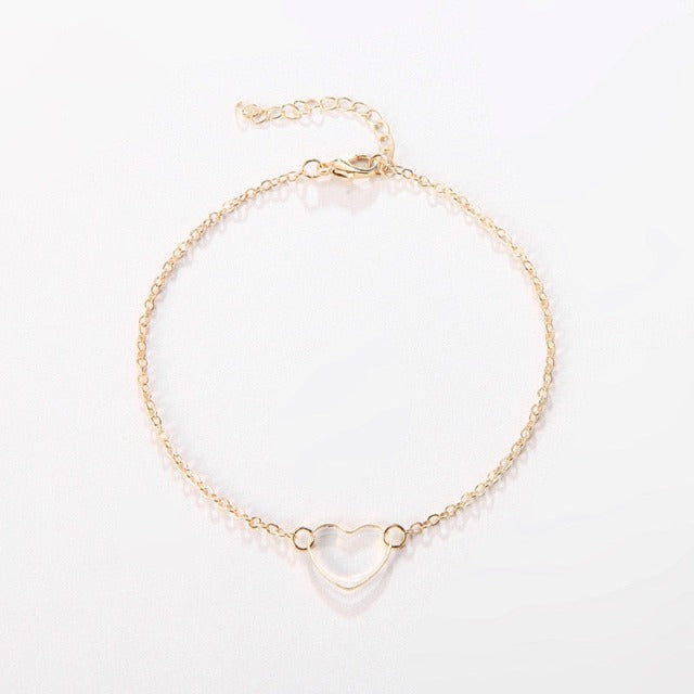 Tobillera para Mujer Corazón Oro y Plata