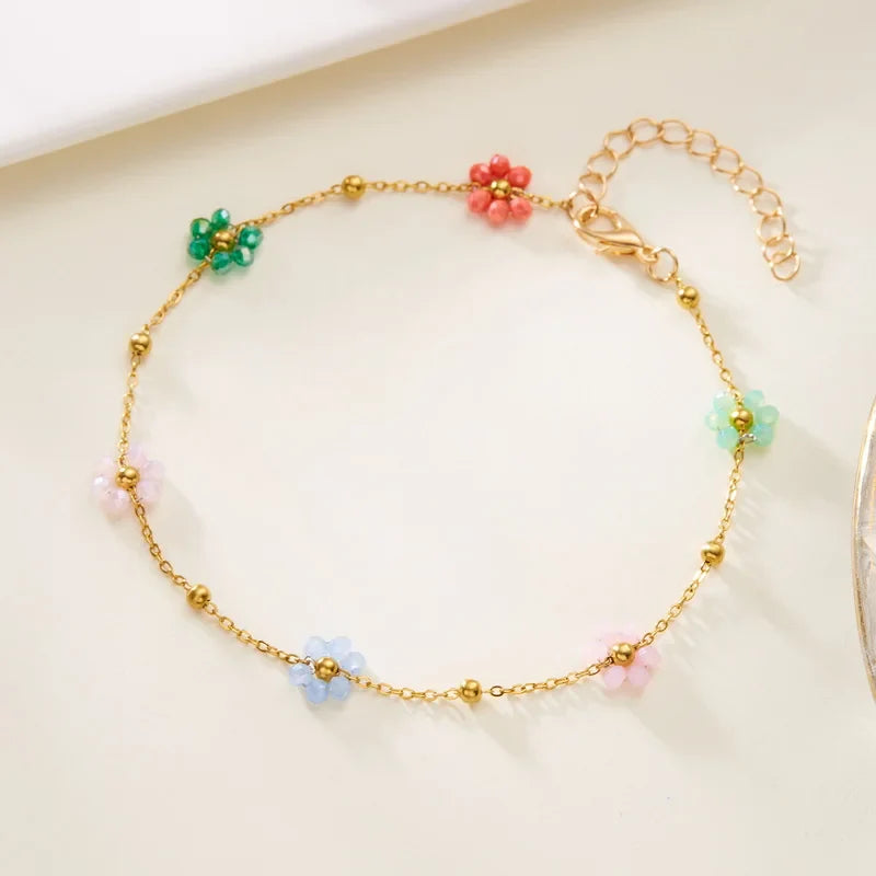 Anklet with Colored Flowers