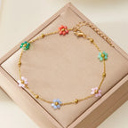 Anklet with Colored Flowers