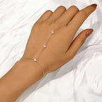 Bracelet de Main avec Fleurs en Zircon or