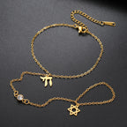 Pulsera de mano y dedo con colgantes de protección judíos Chai, Estrella de David y mano de Fátima 