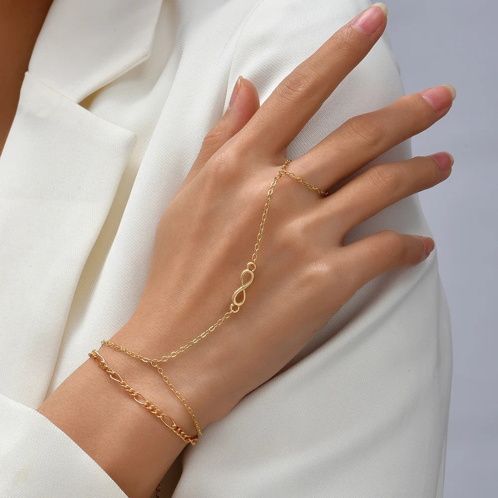 Pulsera de Mano Mujer Joyería Mujer Cadena Mano y Dedo