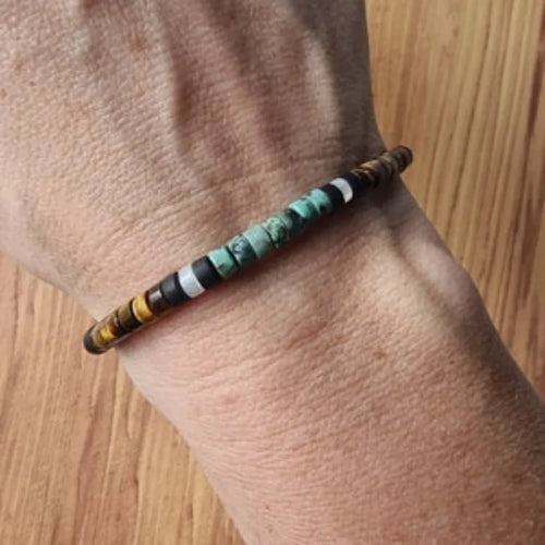 Natural Stone Protection Bracelet with Tiger's Eye and Amazonite 
