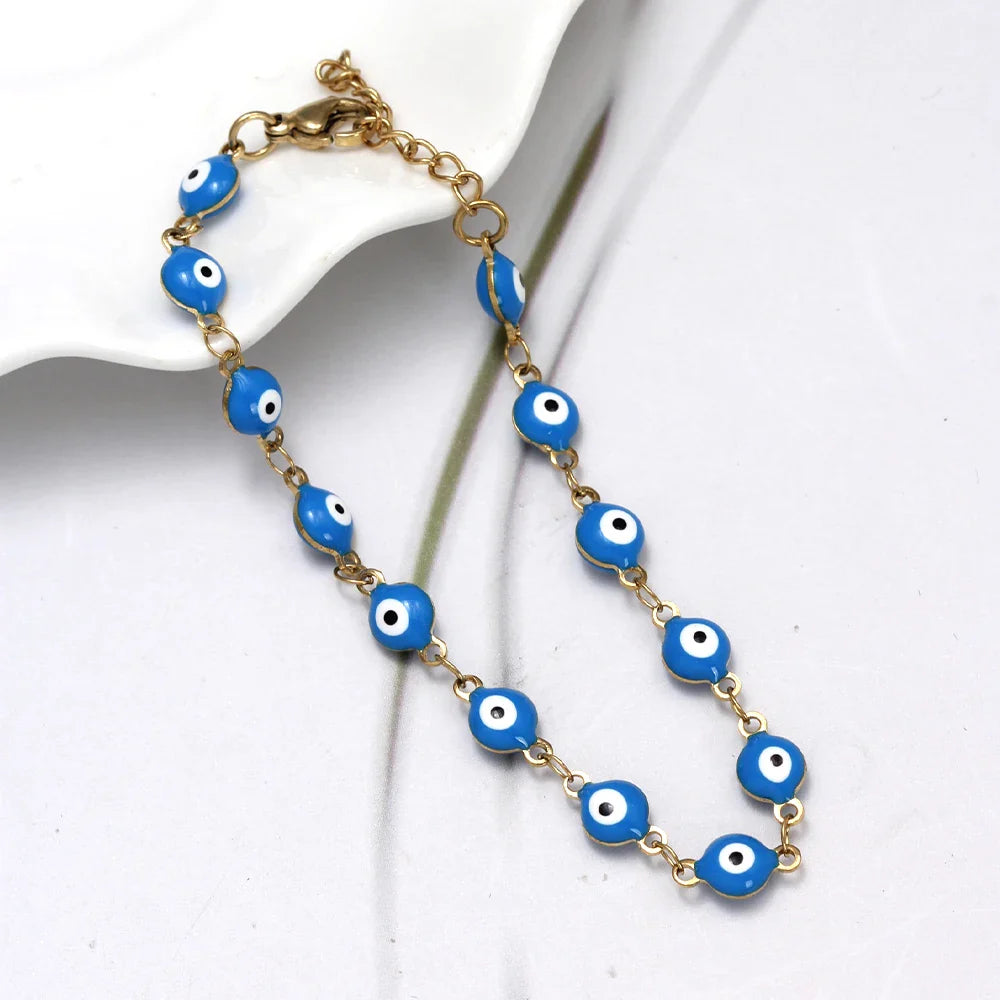 Bracelet de Protection Contre le Mauvais Oeil pour Homme ou Femme bleu