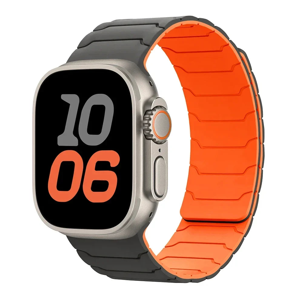 Bracelet de remplacement aimanté pour Apple Watch gris orange