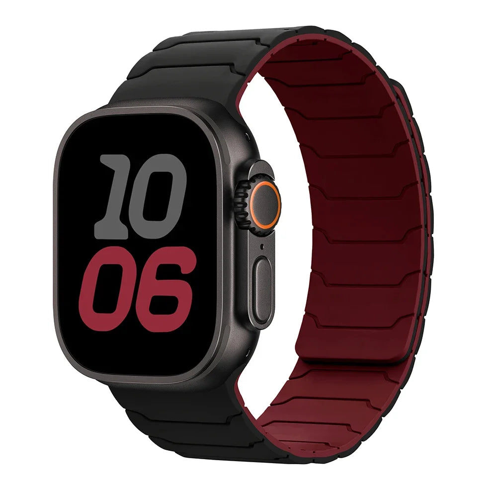Bracelet de remplacement aimanté pour Apple Watch noir rouge