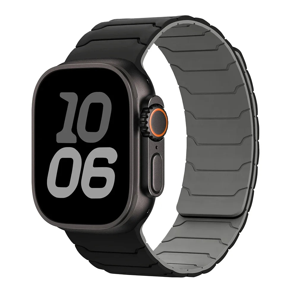 Bracelet de remplacement aimanté pour Apple Watch noir gris