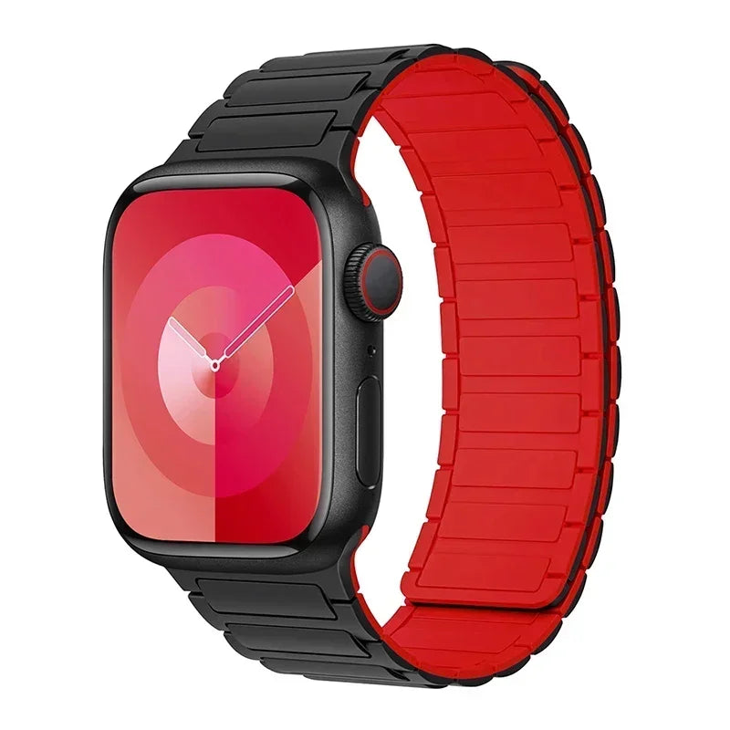 Bracelet de remplacement magnétique pour Apple Watch noir rouge
