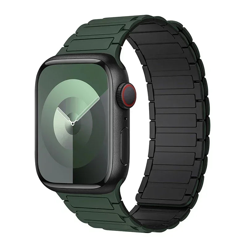 Bracelet de remplacement magnétique pour Apple Watch vert noir