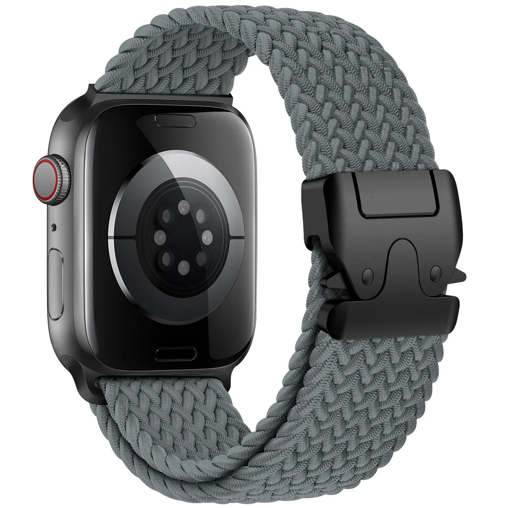 Bracelet de remplacement pour Apple Watch en corde de parachute gris