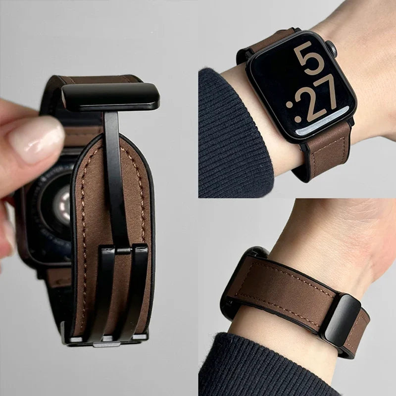 Bracelet de remplacement pour Apple Watch en cuir marron
