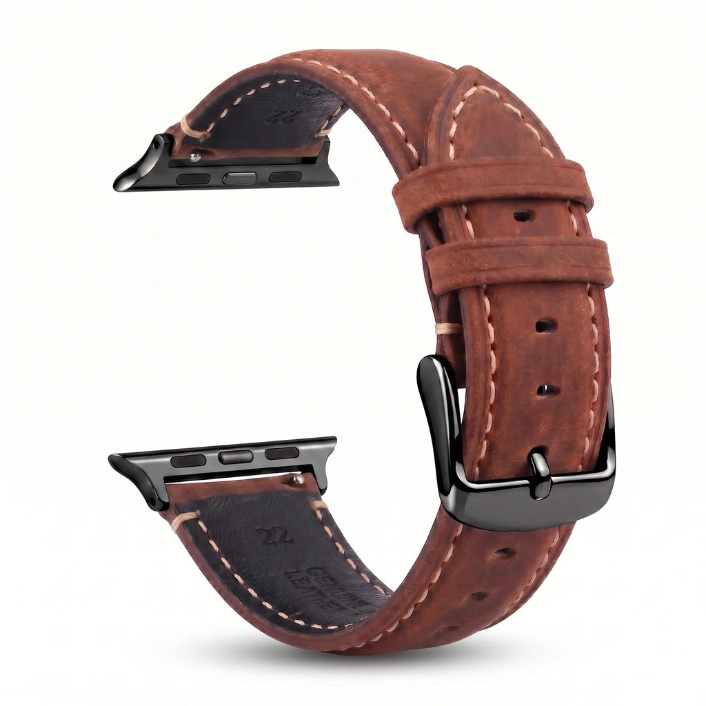 Bracelet de remplacement pour Apple Watch en cuir classique marron