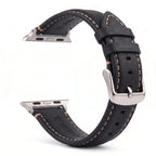 Bracelet de remplacement pour Apple Watch en cuir classique noir argent