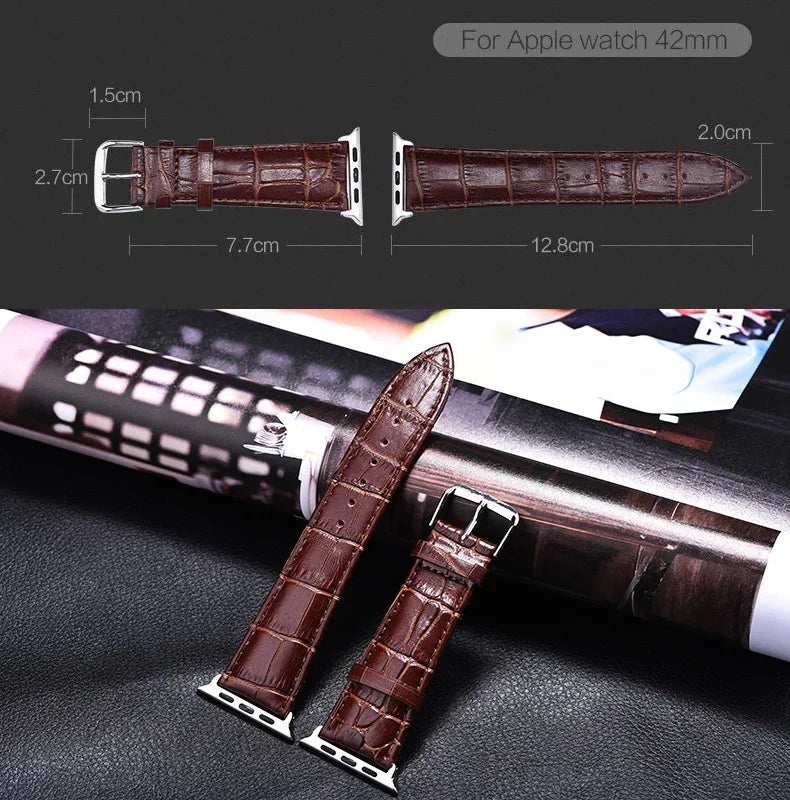 Bracelet de remplacement pour Apple Watch en cuir et acier 