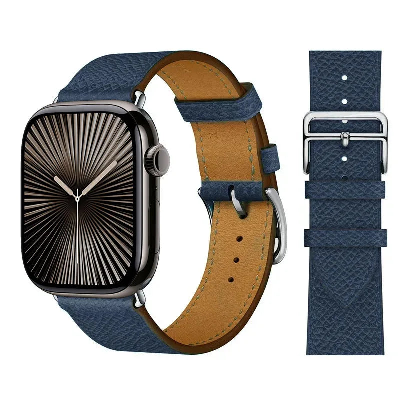 Bracelet de remplacement pour Apple Watch en cuir pour femme et pour homme bleu