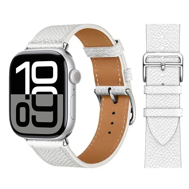 Bracelet de remplacement pour Apple Watch en cuir pour femme et pour homme blanc