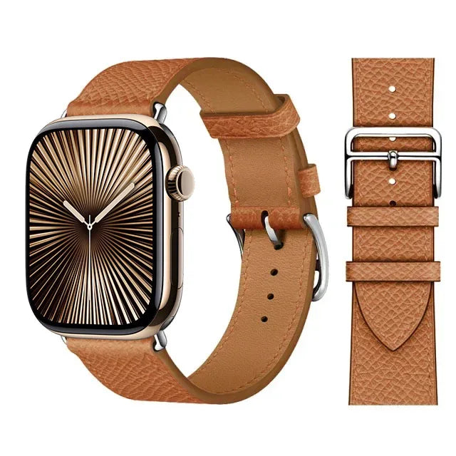 Bracelet de remplacement pour Apple Watch en cuir pour femme et pour homme marron