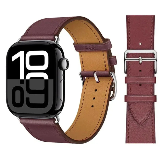Bracelet de remplacement pour Apple Watch en cuir pour femme et pour homme violet