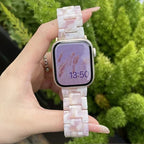 Bracelet de remplacement pour Apple Watch en résine blanc rose