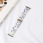 Bracelet de remplacement pour Apple Watch en résine blanc et bleu