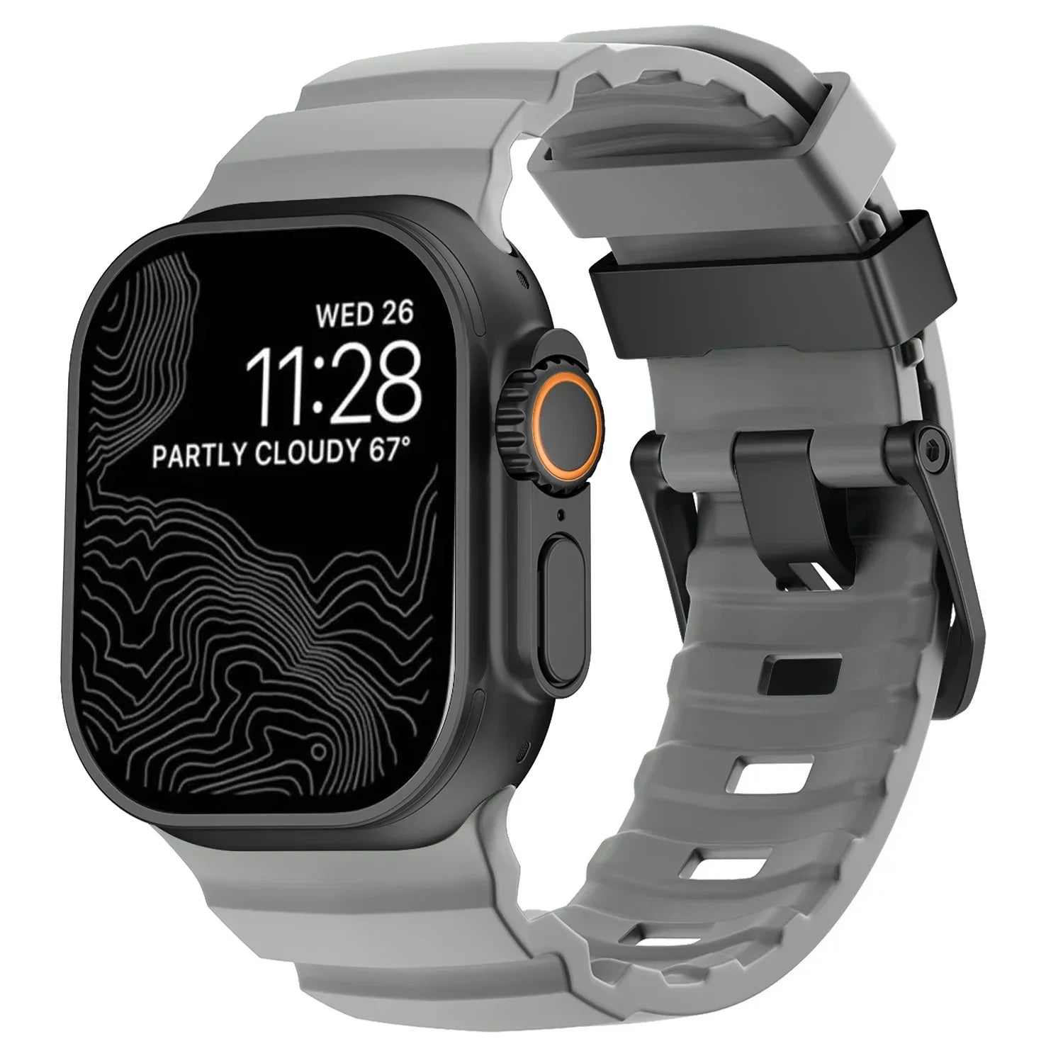 Bracelet de remplacement pour Apple Watch en silicone épais gris