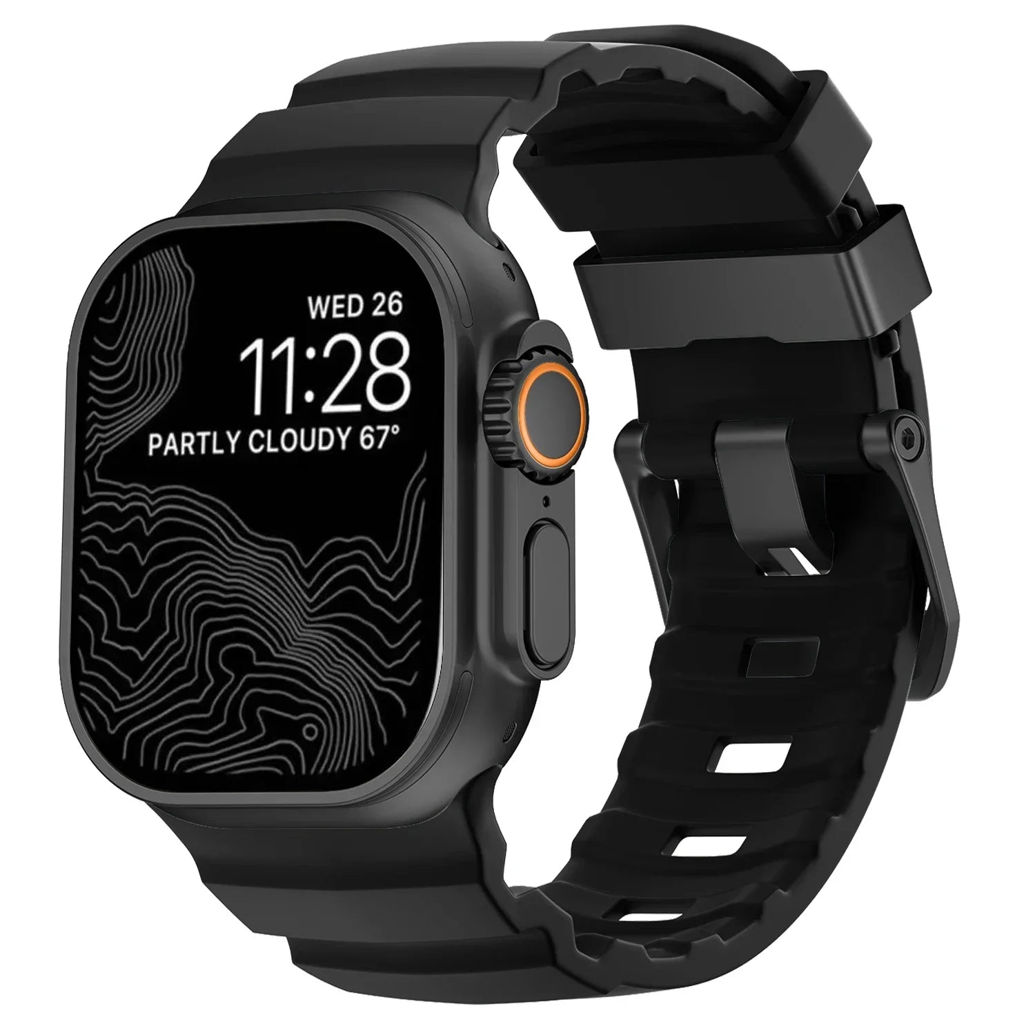 Bracelet de remplacement pour Apple Watch en silicone épais noir