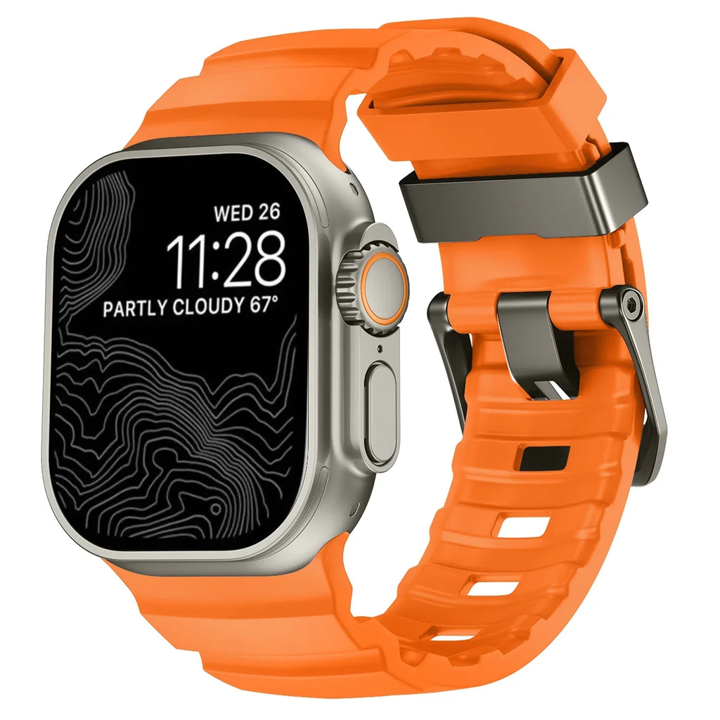 Bracelet de remplacement pour Apple Watch en silicone épais orange