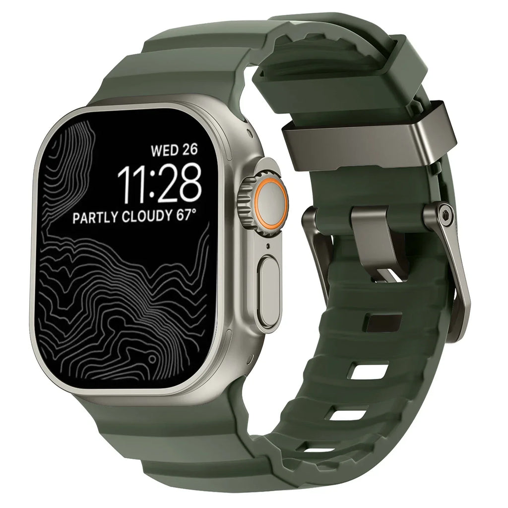 Bracelet de remplacement pour Apple Watch en silicone épais vert