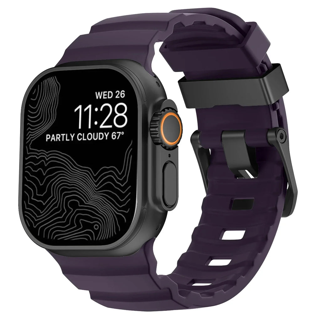 Bracelet de remplacement pour Apple Watch en silicone épais violet