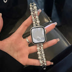 Replacement Apple Watch band with rhinestones and pearls
