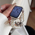 Replacement Apple Watch band with rhinestones and pearls