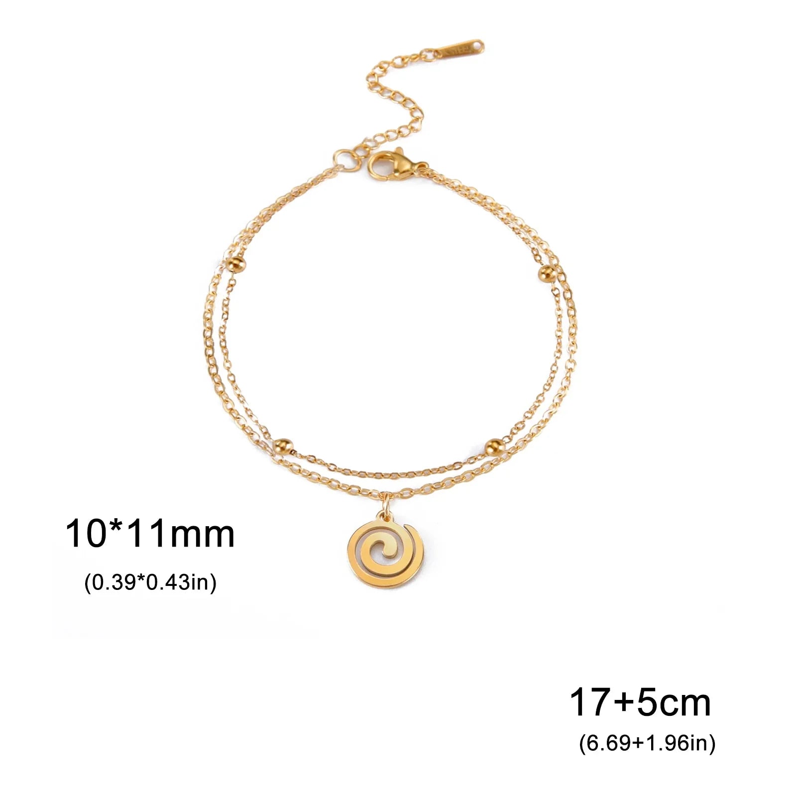 Bracelet doré avec petite breloque spirale