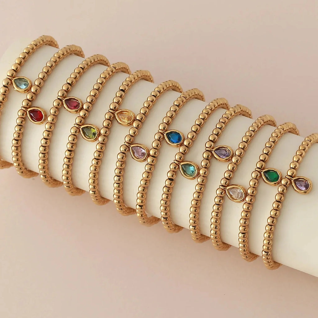 Bracelet doré avec pierre de naissance pour femme janvier