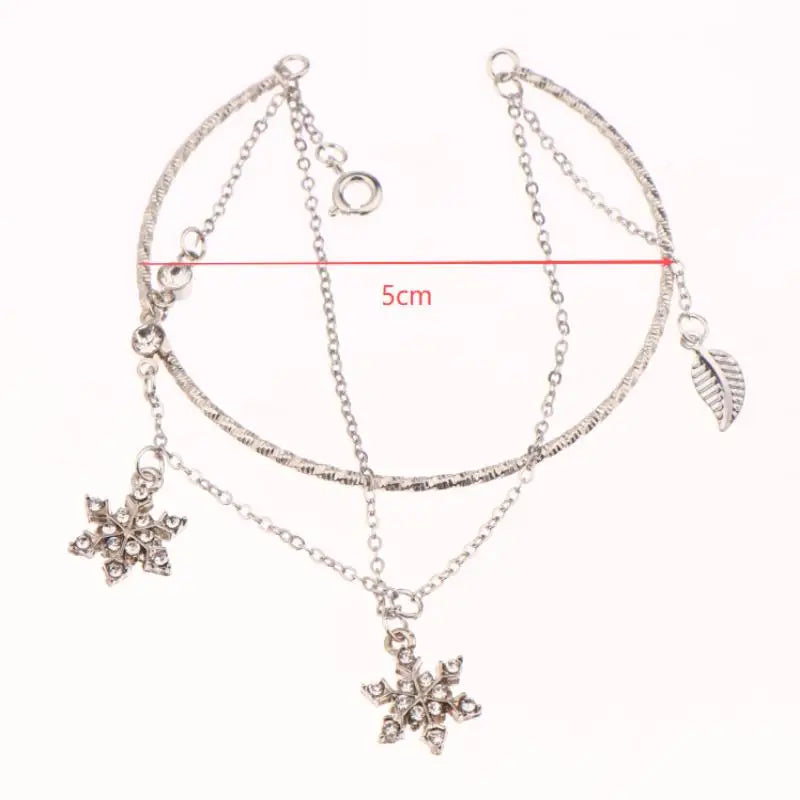 Pulsera Doble con Copos de Nieve de Cristal