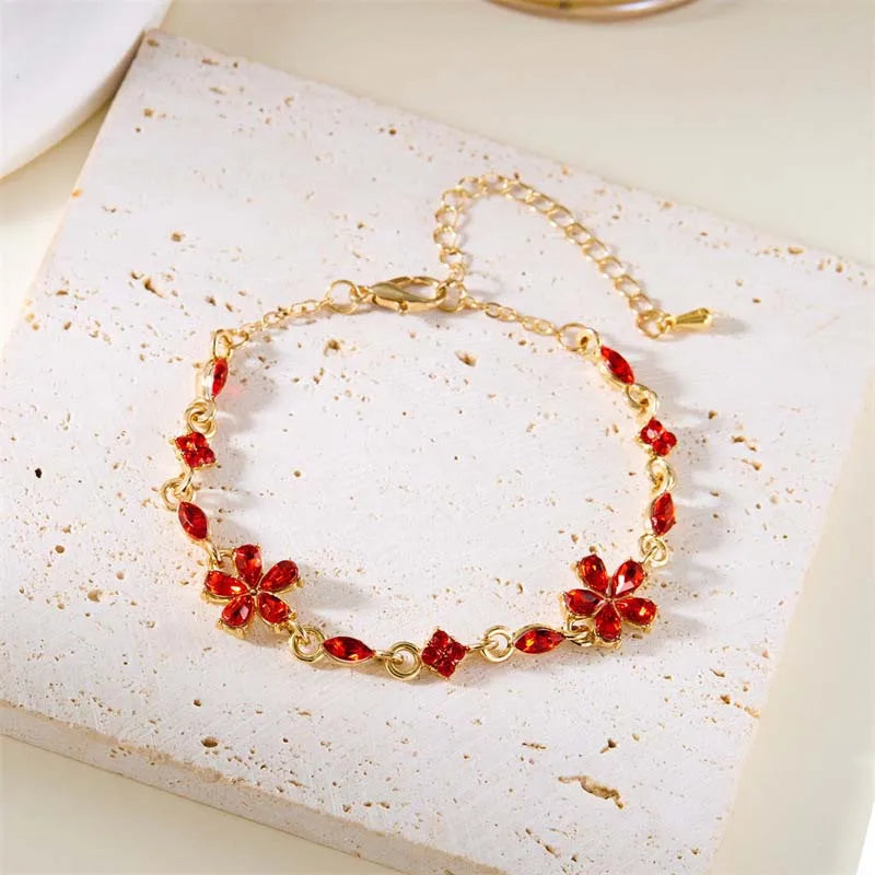 Bracelet Elégant avec Fleurs rouge
