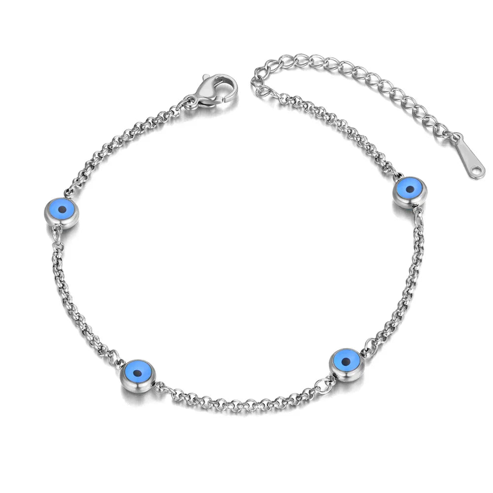 Bracelet Elégant Contre le Mauvais Oeil Turc argent
